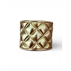 Chanel 2017 Spring 17P Gold Quilted Matelasse Wide Cuff Bracelet Made in France